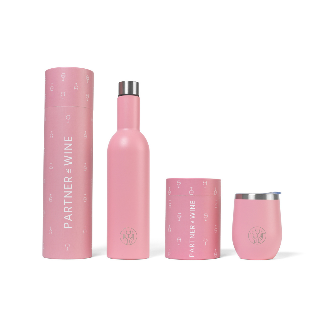 Partner in Wine Insulated Wine Tumbler and bottle Pink